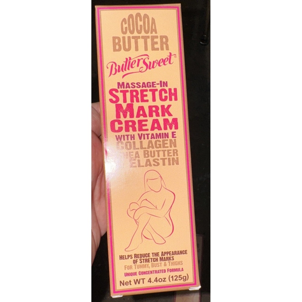 BUTTER SWEET-COCOA BUTTER-MASSAGE-IN STRETCH MARK CREAM-W/VITAMIN E-COLLAGEN-NIB